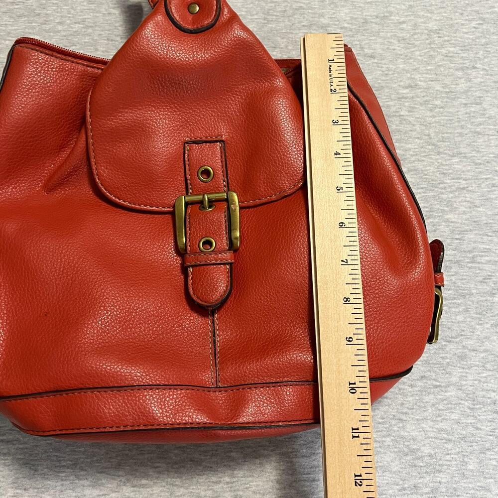 Vintage Nine West Backpack Bag PVC Vegan Faux Leather Orange 90's Pebbled - Picture 11 of 16